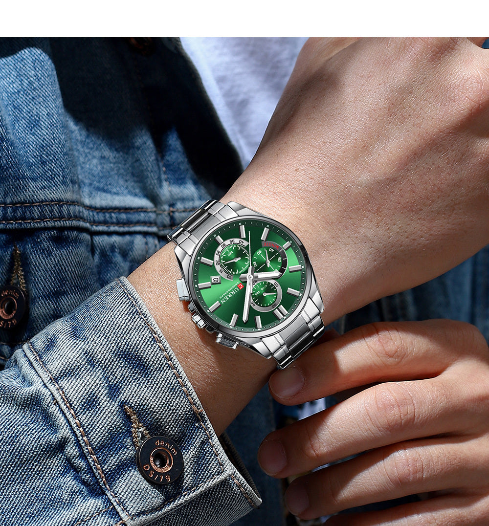 CURREN 8475 NEW Quartz Watches for Men Casual Style Multifunction Stainless Steel Band Wristwatches with Auto Date Waterproof 8475