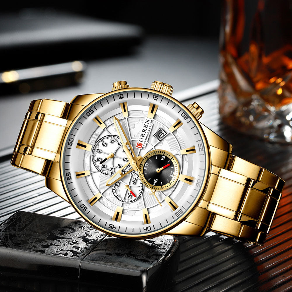 CURREN 8362 Watch Men Fashion Waterproof Quartz Watches Gold Sport Chronograph Date Male Clock