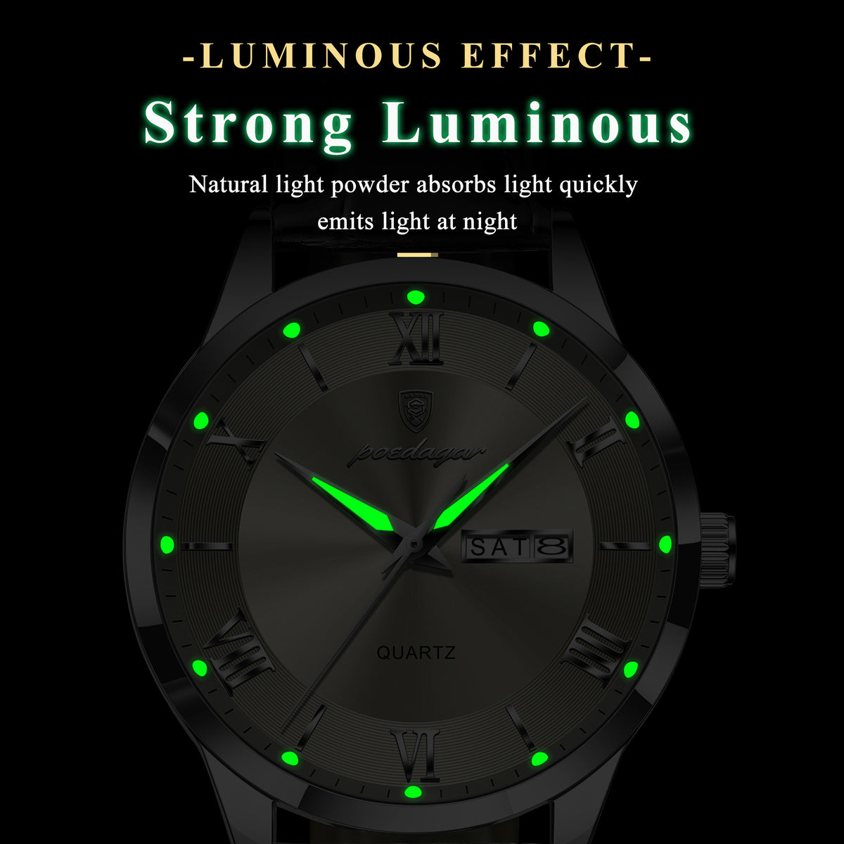 New Release Men Watches Poedagar 978 Luxury Leather Bracelet Luminous Waterproof Mens Quartz Watch for Men