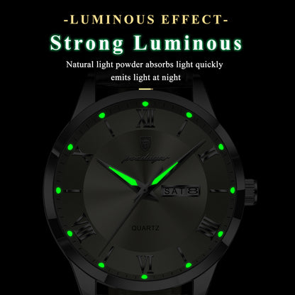 New Release Men Watches Poedagar 978 Luxury Leather Bracelet Luminous Waterproof Mens Quartz Watch for Men