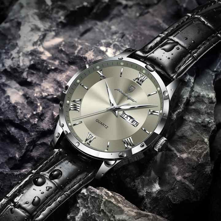 New Release Men Watches Poedagar 978 Luxury Leather Bracelet Luminous Waterproof Mens Quartz Watch for Men