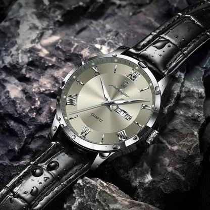 New Release Men Watches Poedagar 978 Luxury Leather Bracelet Luminous Waterproof Mens Quartz Watch for Men