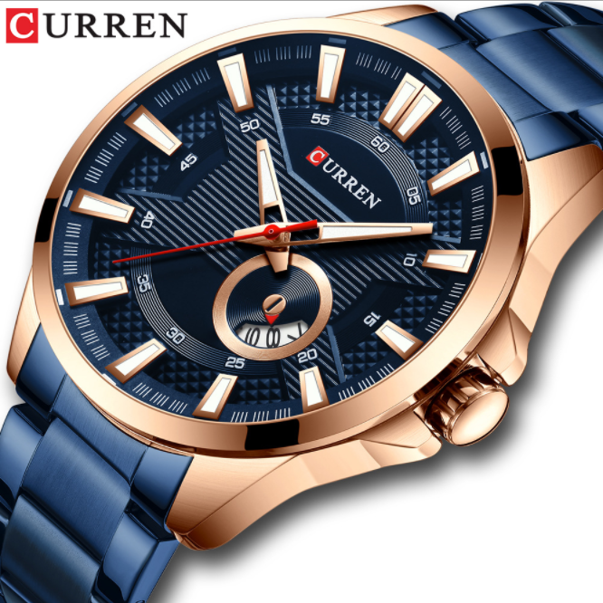 CURREN 8372 New Style Men's Sport Luxury Business Watch Waterproof Stainless Steel Quartz Watch 41mm Dial Diameter 22mm Band