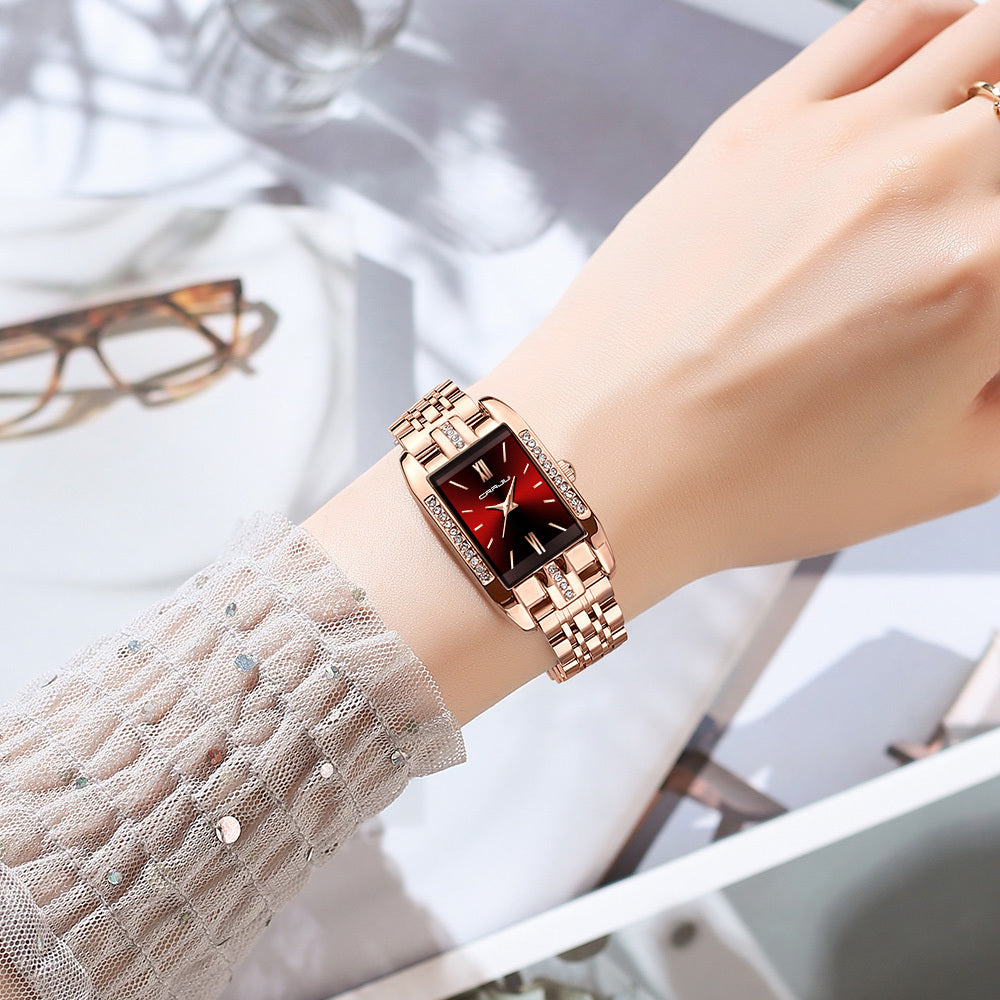 CRRJU 5026 Diamond Watches for Women Quality Quartz Wristwatch Lady Watch Stainless Steel for Girls