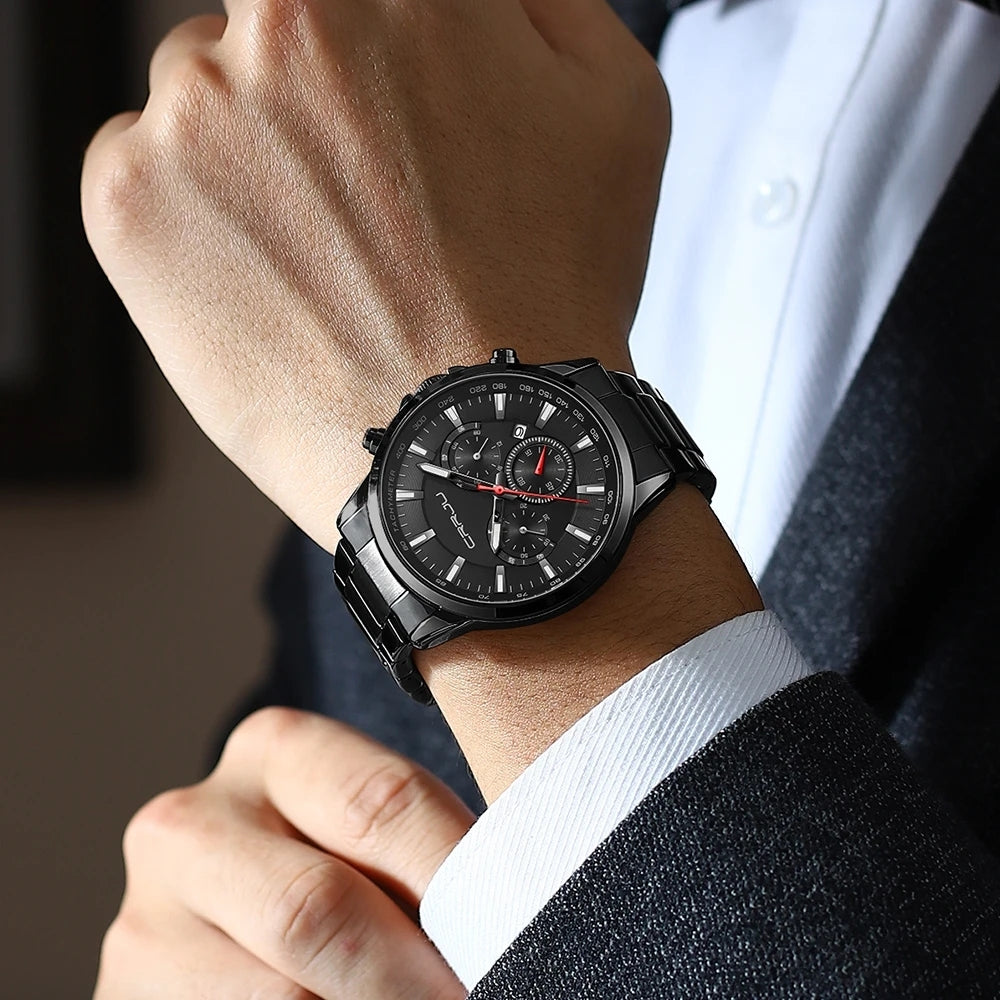 CRRJU 2303 Men Watch Luxury Quartz Chronograph Sport Waterproof Man Watches Business Fashion Stainless Steel Wristwatch
