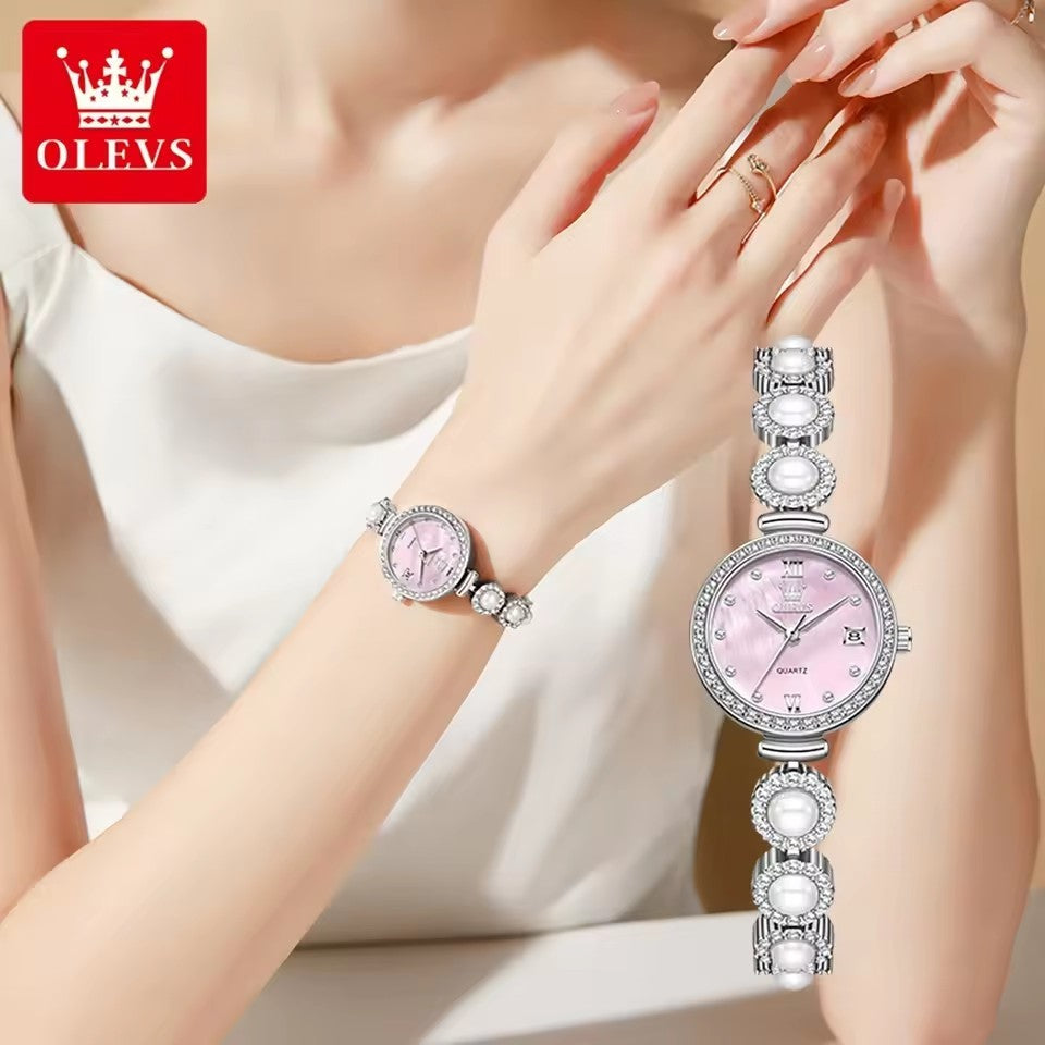 OLEVS 5635 Diamonds Fashion Stainless Steel Strap Small Dial Luxury Women Watches Original Quartz Movement Ladies Wristwatch