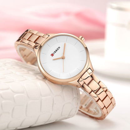 Fashion CURREN 9015 Women's Watch Hot Selling Quartz Watches 3ATM Waterproof High Quality Stainless Steel Band Alloy Case