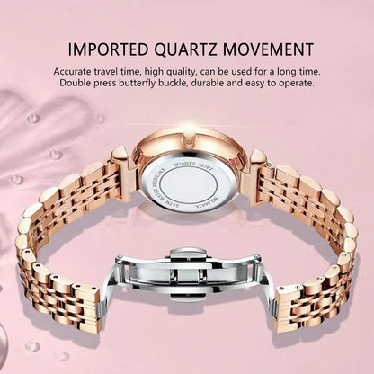 Poedagar 622 Fashion Rose Gold Square Watch Woman High Quality Stainless Steel Mesh Lady Watch Waterproof Quartz Watches for Girl