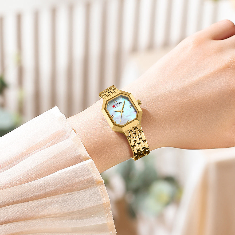 CURREN 9108 Elegance Dress Women's Watch Unique Design Simple Dial Stainless Steel Bracelet Minimalist Quartz Ladies Wristwatch