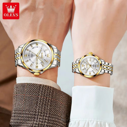 OLEVS 3620 Luxury Quartz Watch Couples Waterproof Luminous Casual Fashion Lover's Wrist Watches Glass New Business
