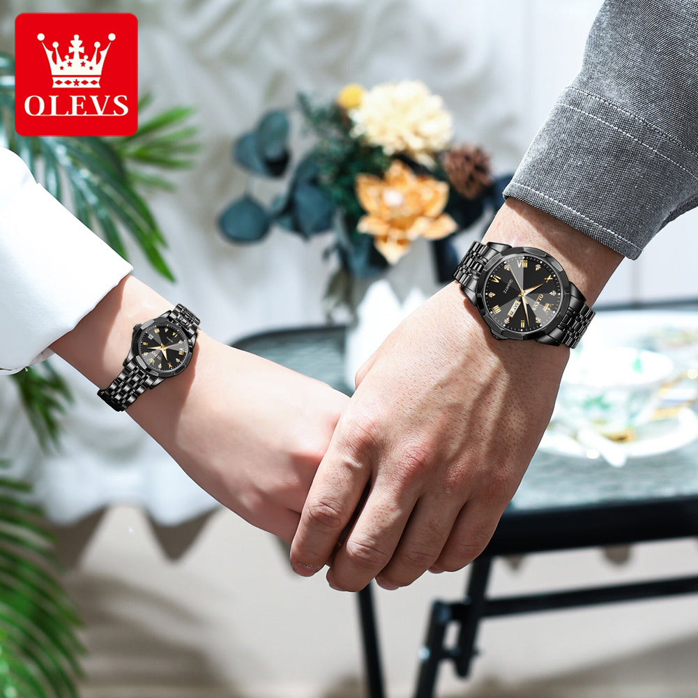 OLEVS 9931 Men's Watches Rhombus Mirror Original Quartz Couple Watch for Men Wrist Waterproof Luminous Stainless Steel Wristwatch