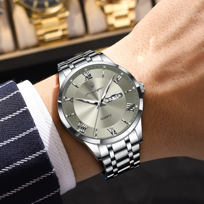 POEDAGAR 978 Wristwatch Stainless Steel Strap Men's New Arrival Casual Quartz Night Vision Waterproof Wristwatches for Men
