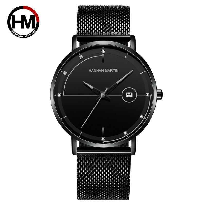 HM10101 Japan Movt Wholesale Fashion Trend Business Casual Calendar Stainless Steel Mesh Strap Waterproof Slim Men Quartz Watch