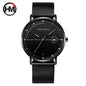 HM10101 Japan Movt Wholesale Fashion Trend Business Casual Calendar Stainless Steel Mesh Strap Waterproof Slim Men Quartz Watch