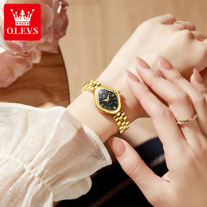 OLEVS 5666 Quartz Alloy 30 M Waterproof Irregular Shape Stainless Steel High Quality Buckle Strap Analog women Ladys Watch