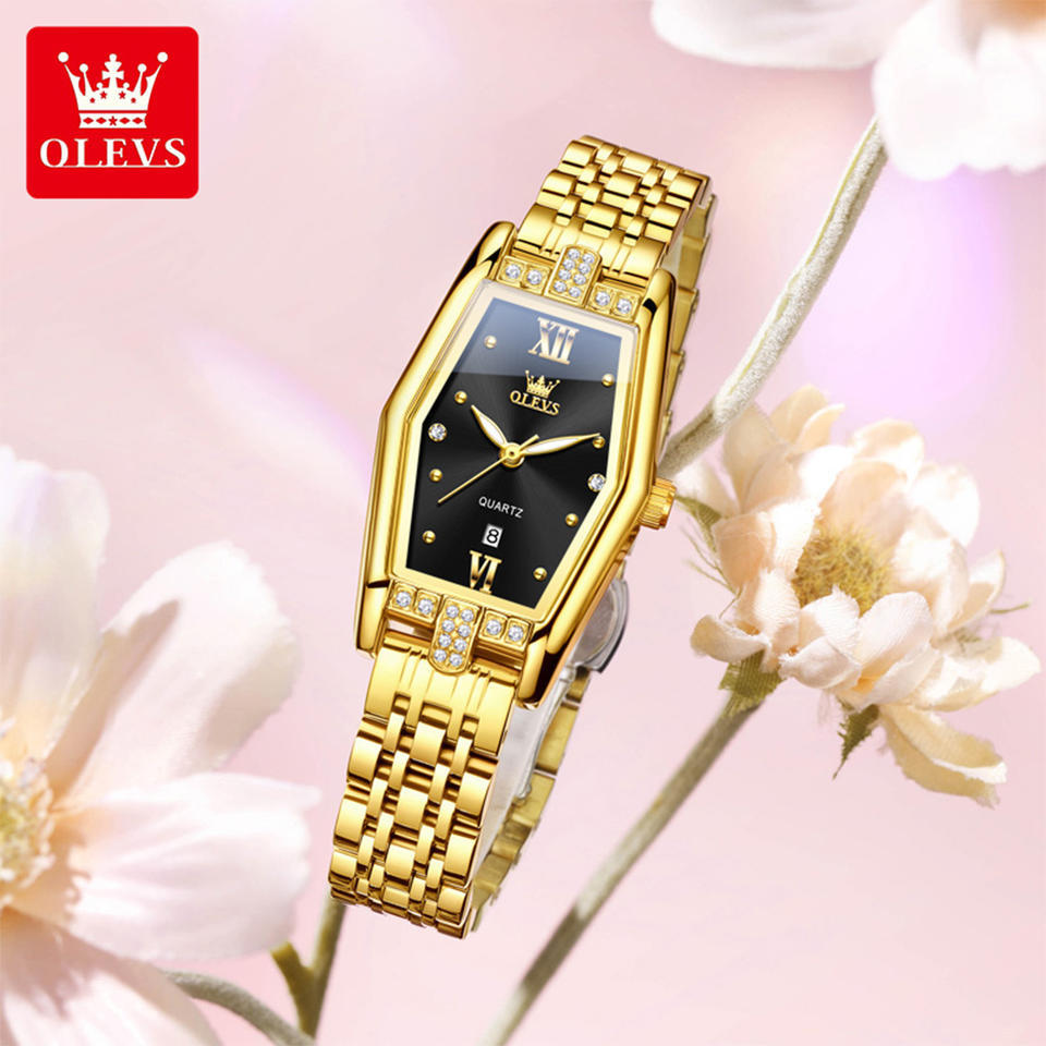 OLEVS 3699 Quartz Watch Elegant Luxury Fashion Small Gold Watch Original Stainless Steel Waterproof Ladies Wristwatch for Women