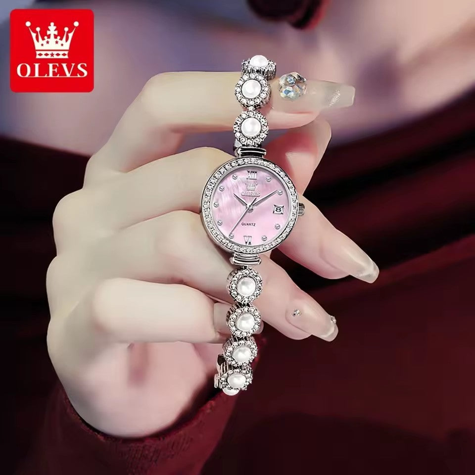 OLEVS 5635 Diamonds Fashion Stainless Steel Strap Small Dial Luxury Women Watches Original Quartz Movement Ladies Wristwatch