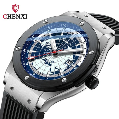 CHENXI 82442 Casual Sport Watches for Men Brand Luxury World Map Waterproof Wrist Watch Man Clock Fashion Wristwatch