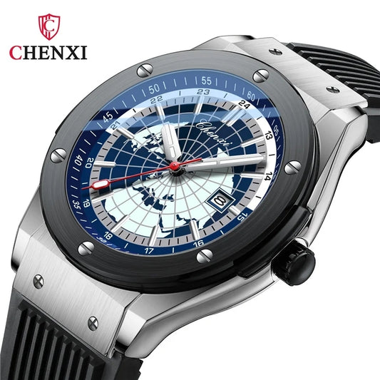 CHENXI 82442 Casual Sport Watches for Men Brand Luxury World Map Waterproof Wrist Watch Man Clock Fashion Wristwatch