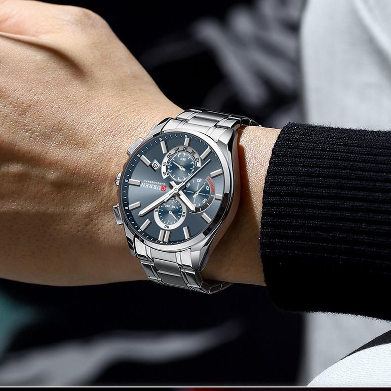 CURREN 8475 NEW Quartz Watches for Men Casual Style Multifunction Stainless Steel Band Wristwatches with Auto Date Waterproof 8475