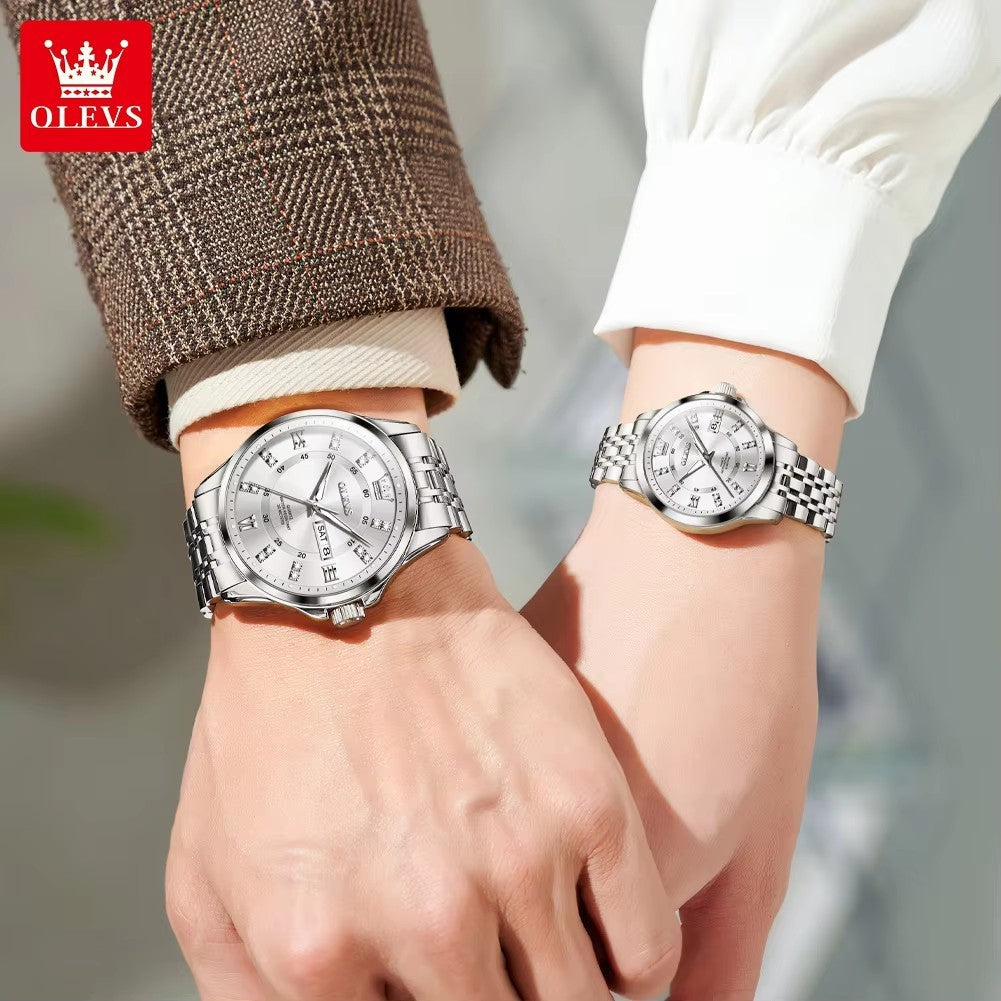 OLEVS 3620 Luxury Quartz Watch Couples Waterproof Luminous Casual Fashion Lover's Wrist Watches Glass New Business