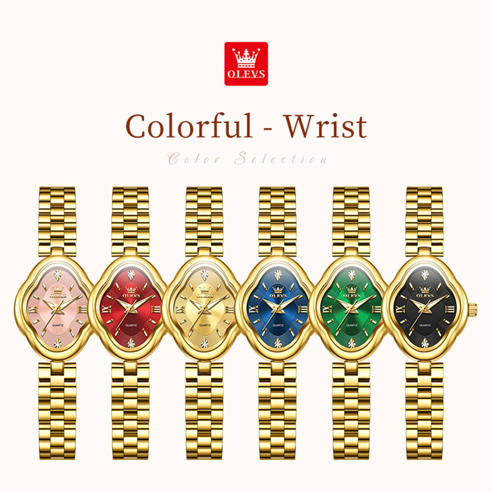 OLEVS 5666 Quartz Alloy 30 M Waterproof Irregular Shape Stainless Steel High Quality Buckle Strap Analog women Ladys Watch