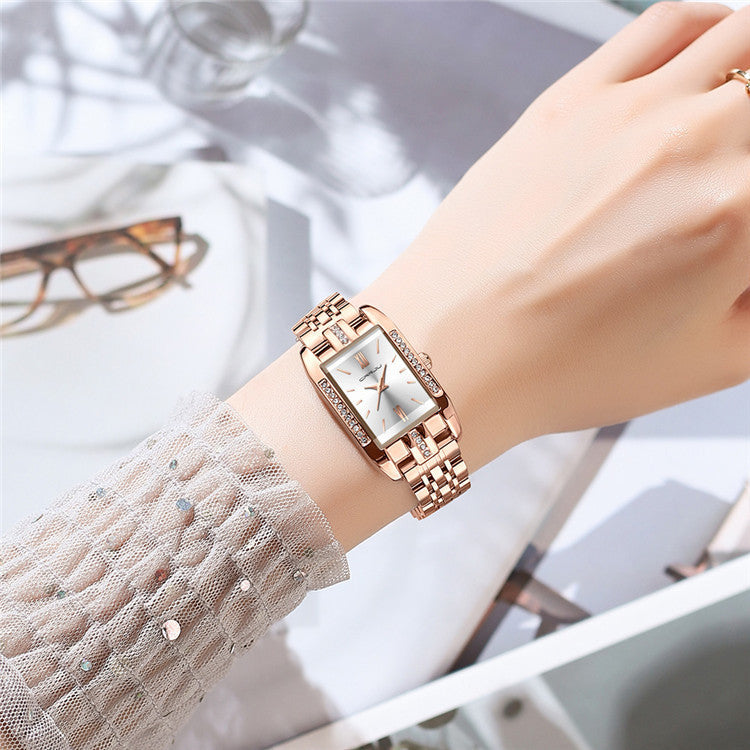 CRRJU 5026 Diamond Watches for Women Quality Quartz Wristwatch Lady Watch Stainless Steel for Girls