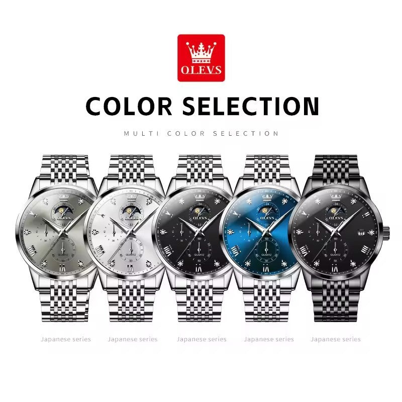 OLEVS 2925 Men Watch Fashion Classic Diamond Stainless Steel Band Quartz Wrist Watch 2026 Unique Chronograph Watch