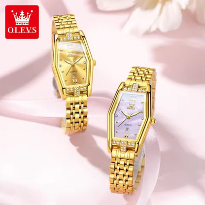 OLEVS 3699 Quartz Watch Elegant Luxury Fashion Small Gold Watch Original Stainless Steel Waterproof Ladies Wristwatch for Women