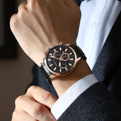 CRRJU 2303 Men Watch Luxury Quartz Chronograph Sport Waterproof Man Watches Business Fashion Stainless Steel Wristwatch
