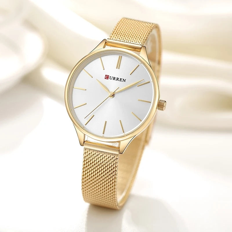 Curren 9024 Hot Sale Luxury Quartz Watch Stainless Steel Strap Ladies Fashion Simple Women Minimalist Watch