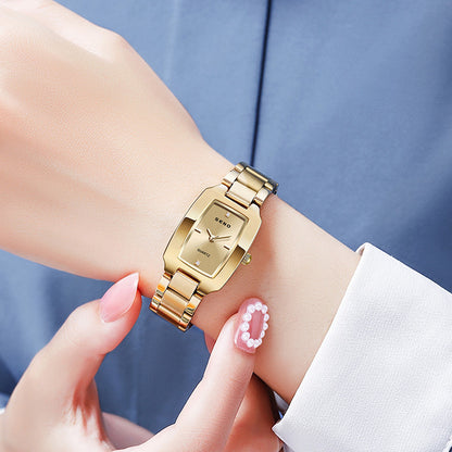 Hot Selling Women's Square SENO S072 Luxury Watches Gold and Rose Gold with High Quality Stainless Steel Band Alloy Case