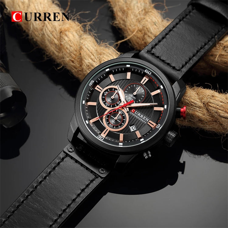 CURREN 8291 Top Brand Men Quartz Movement Wristwatches Fashion Casual Genuine Leather Band Alloy Case Auto Date Watch for Man