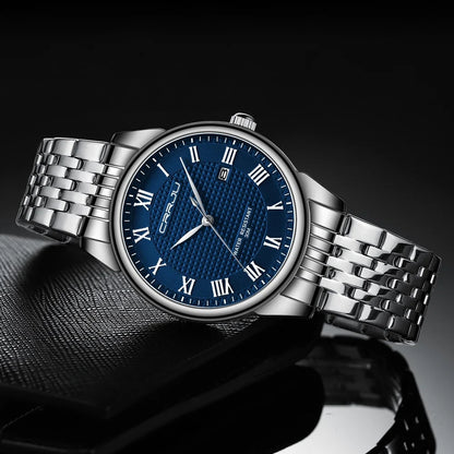 CRRJU 5010 Business Steel Strap Quartz Watch for Men Casual Date Waterproof Male Wristwatch Gentleman Luminous Watch for Men