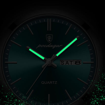 Poedagar 930 Top Brand Luminous Hands Quartz Watch for Men Fashion Business Calendar Wristwatch Luxury Stainless Steel Watches