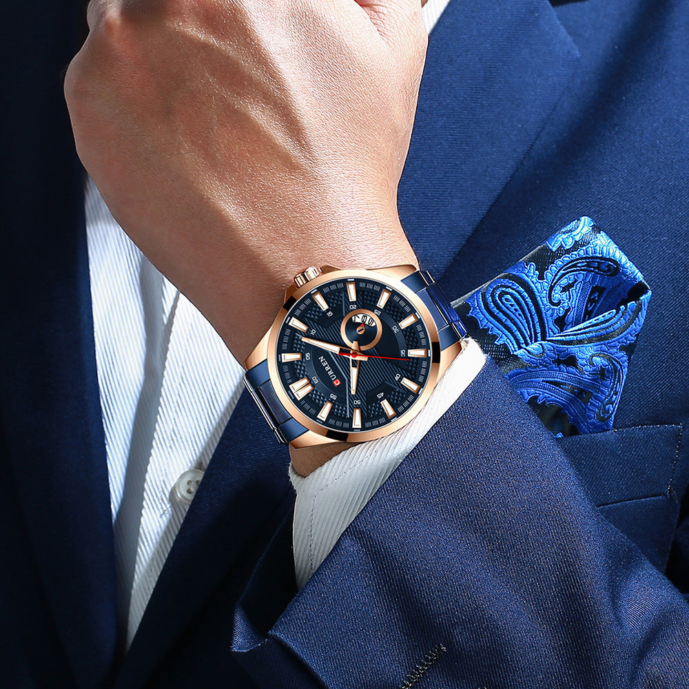 CURREN 8372 New Style Men's Sport Luxury Business Watch Waterproof Stainless Steel Quartz Watch 41mm Dial Diameter 22mm Band