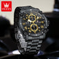 OLEVS 3689 Men's Stainless Steel Band Quartz Watch Luxury Business Hand Watch Analog Moon Phase Date Hot Sell