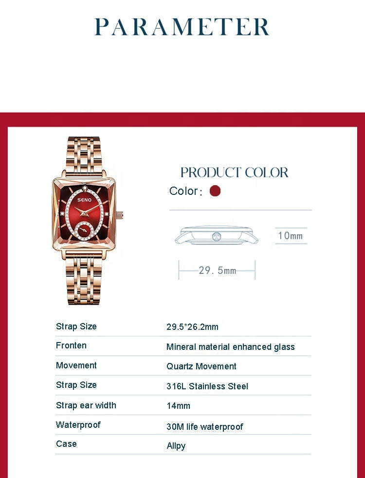 Seno S074 Women's Quartz Watch Brand Small and Delicate Waterproof Crystal Watch  for Women