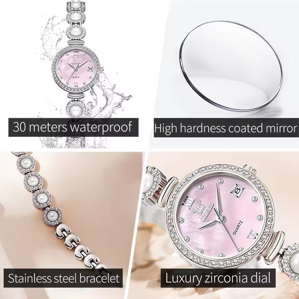 OLEVS 5635 Diamonds Fashion Stainless Steel Strap Small Dial Luxury Women Watches Original Quartz Movement Ladies Wristwatch