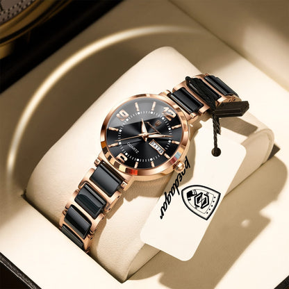 Poedagar 507 Ladies Elegant Watch Stainless Steel Bracelet 30M Waterproof Analog Original Casual Quartz Watch for Women
