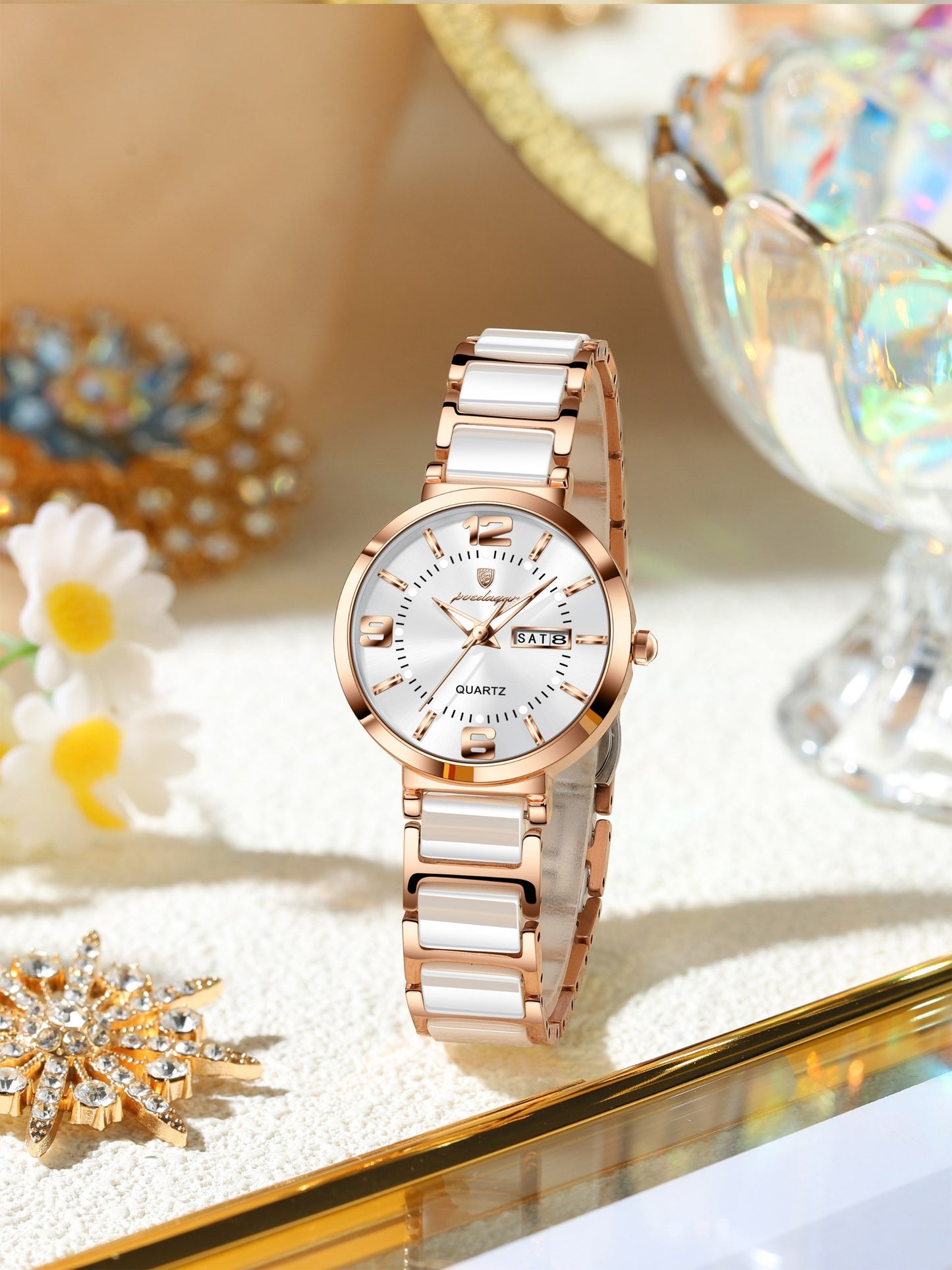 Poedagar 507 Ladies Elegant Watch Stainless Steel Bracelet 30M Waterproof Analog Original Casual Quartz Watch for Women