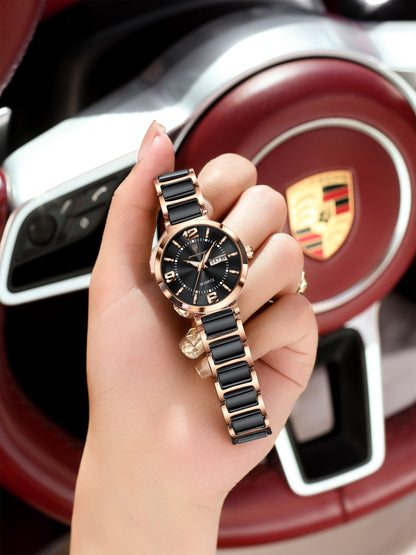 Poedagar 507 Ladies Elegant Watch Stainless Steel Bracelet 30M Waterproof Analog Original Casual Quartz Watch for Women