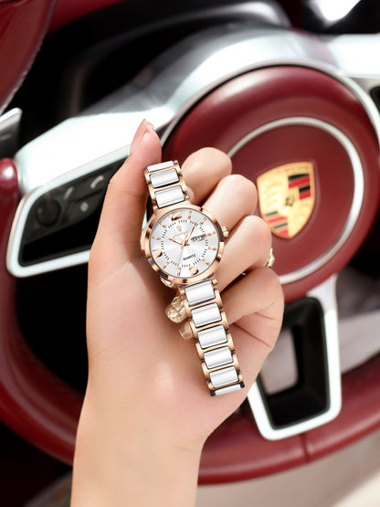 Poedagar 507 Ladies Elegant Watch Stainless Steel Bracelet 30M Waterproof Analog Original Casual Quartz Watch for Women