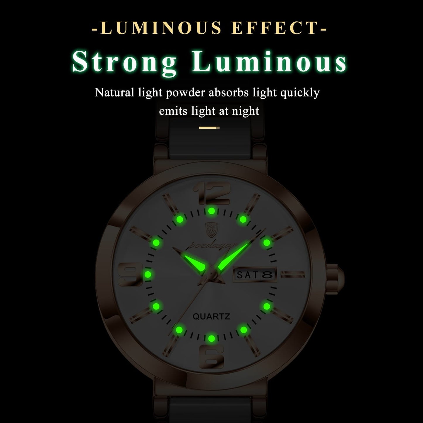 Poedagar 507 Ladies Elegant Watch Stainless Steel Bracelet 30M Waterproof Analog Original Casual Quartz Watch for Women
