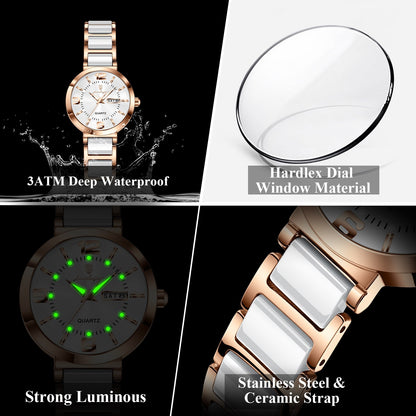 Poedagar 507 Ladies Elegant Watch Stainless Steel Bracelet 30M Waterproof Analog Original Casual Quartz Watch for Women