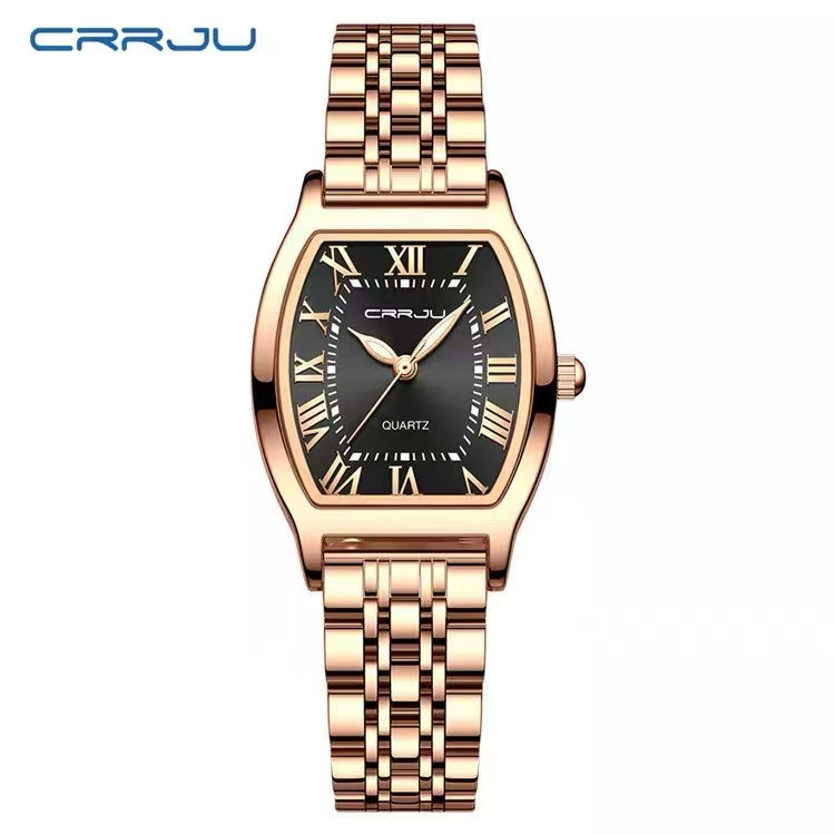 CRRJU 5013 Women Watches Elegant Steel Dress Bracelet Wrist Watches for Woman Ladies Square Waterproof Female