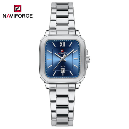 NAVIFORCE 9239 High Quality Men Women Quartz Watch Stainless Steel Strap Casual Square Waterproof Wristwatch