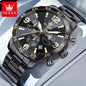 OLEVS 3678 Fashion Chronograph Quartz Big Dial Moon Phase Watches Waterproof Man Original Calendar Hand Stainless Watch for Men