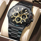 POEDAGAR High Quality Waterproof Luminous Luxury Stainless Steel Chronograph Quartz Watch for Men