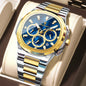 POEDAGAR High Quality Waterproof Luminous Luxury Stainless Steel Chronograph Quartz Watch for Men